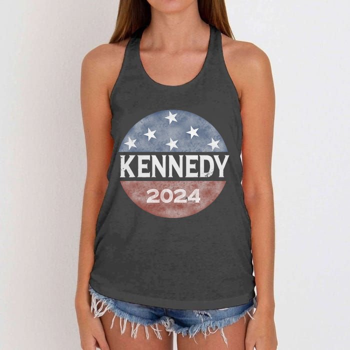 Robert Kennedy Jr 2024 President Vintage Button USA Flag Women's Knotted Racerback Tank