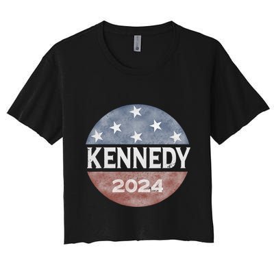 Robert Kennedy Jr 2024 President Vintage Button USA Flag Crop Top