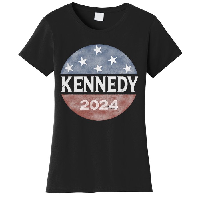 Robert Kennedy Jr 2024 President Vintage Button USA Flag Women's T-Shirt