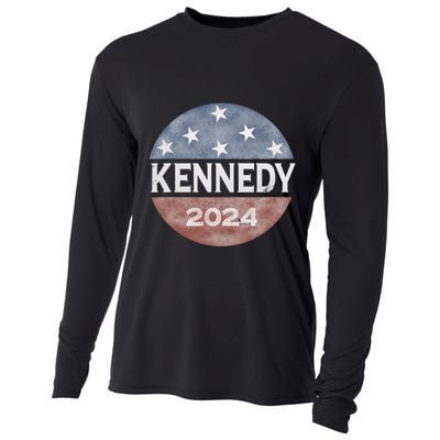 Robert Kennedy Jr 2024 President Vintage Button Usa Flag Cooling Performance Long Sleeve Crew