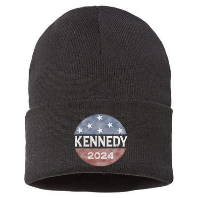 Robert Kennedy Jr 2024 President Vintage Button Usa Flag Sustainable Knit Beanie