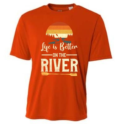 Retro Kayaking Life Is Better On The River Gift Cooling Performance Crew T-Shirt