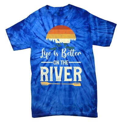 Retro Kayaking Life Is Better On The River Gift Tie-Dye T-Shirt