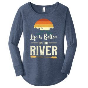 Retro Kayaking Life Is Better On The River Gift Women's Perfect Tri Tunic Long Sleeve Shirt