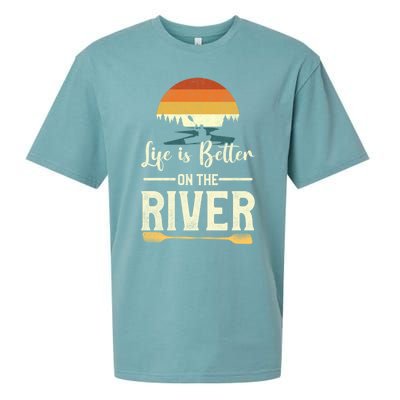 Retro Kayaking Life Is Better On The River Gift Sueded Cloud Jersey T-Shirt