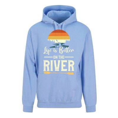 Retro Kayaking Life Is Better On The River Gift Unisex Surf Hoodie