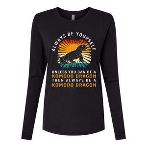 Retro Komodo Monitor Always Be Yourself Komodo Dragon Womens Cotton Relaxed Long Sleeve T-Shirt