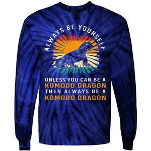 Retro Komodo Monitor Always Be Yourself Komodo Dragon Tie-Dye Long Sleeve Shirt