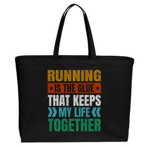 Running Keeps My Life Together Runner Funny Marathon Humor Gift Cotton Canvas Jumbo Tote