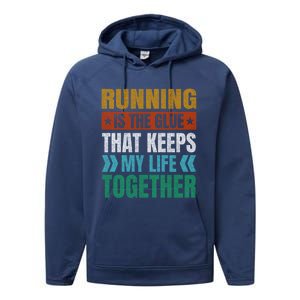 Running Keeps My Life Together Runner Funny Marathon Humor Gift Performance Fleece Hoodie