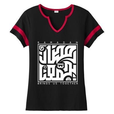 Ramadan Kareem Muslim Fasting Arabic Wording Ladies Halftime Notch Neck Tee