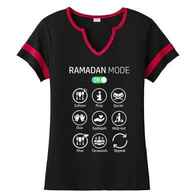 Ramadan Kareem Mubarak Islamic Ramadan Fasting Mode On Ladies Halftime Notch Neck Tee