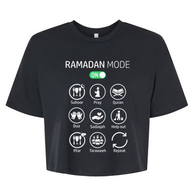 Ramadan Kareem Mubarak Islamic Ramadan Fasting Mode On Bella+Canvas Jersey Crop Tee