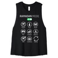 Ramadan Kareem Mubarak Islamic Ramadan Fasting Mode On Women's Racerback Cropped Tank