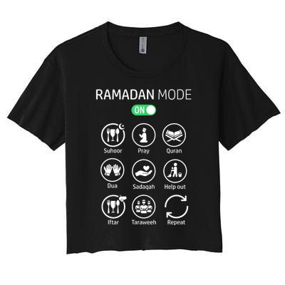 Ramadan Kareem Mubarak Islamic Ramadan Fasting Mode On Women's Crop Top Tee