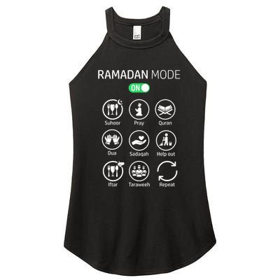 Ramadan Kareem Mubarak Islamic Ramadan Fasting Mode On Women's Perfect Tri Rocker Tank