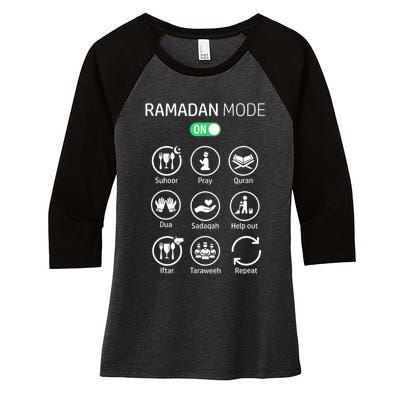 Ramadan Kareem Mubarak Islamic Ramadan Fasting Mode On Women's Tri-Blend 3/4-Sleeve Raglan Shirt