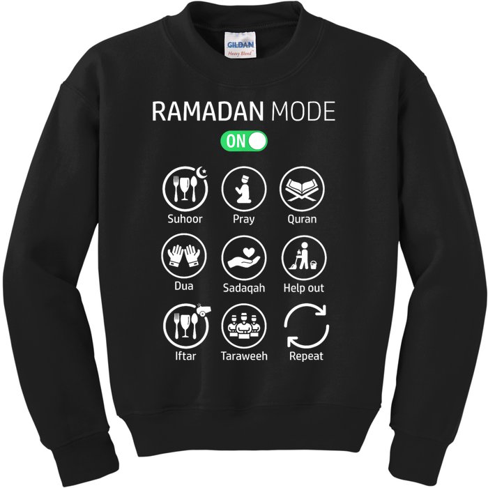 Ramadan Kareem Mubarak Islamic Ramadan Fasting Mode On Kids Sweatshirt