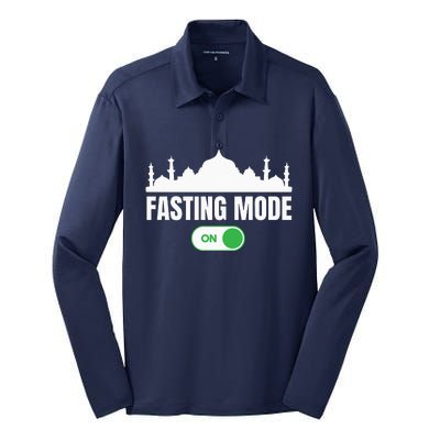 Ramadan Kareem Fasting Mode On Happy Ramadan Mubarak Silk Touch Performance Long Sleeve Polo