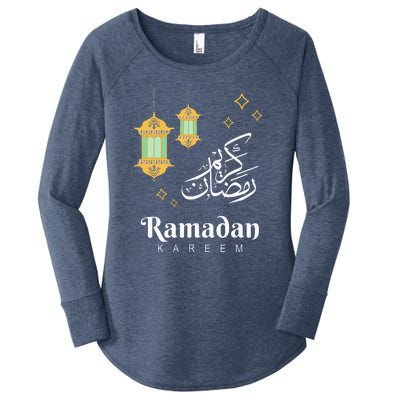 Ramadan Kareem Mubarak Islamic Outfit Gift Women's Perfect Tri Tunic Long Sleeve Shirt