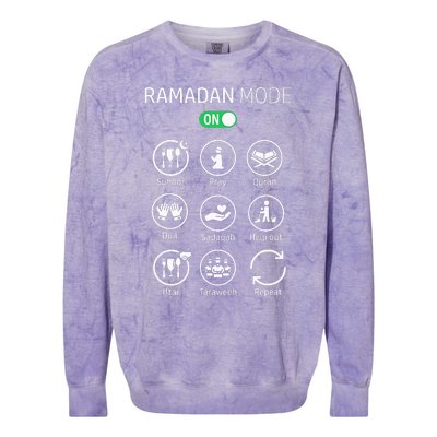 Ramadan Kareem Mubarak Islamic Ramadan Fasting Mode On Colorblast Crewneck Sweatshirt