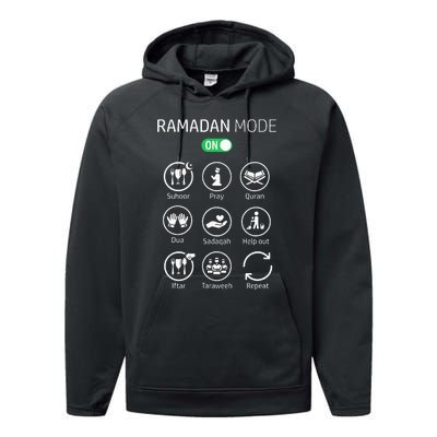 Ramadan Kareem Mubarak Islamic Ramadan Fasting Mode On Performance Fleece Hoodie