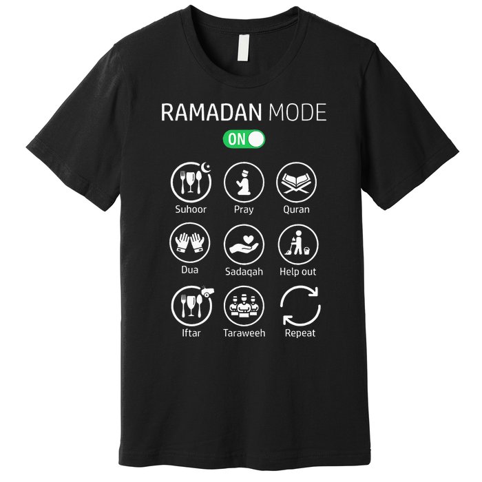 Ramadan Kareem Mubarak Islamic Ramadan Fasting Mode On Premium T-Shirt