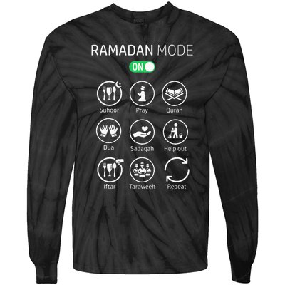 Ramadan Kareem Mubarak Islamic Ramadan Fasting Mode On Tie-Dye Long Sleeve Shirt