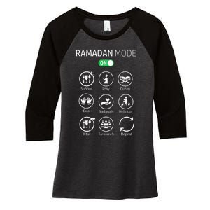 Ramadan Kareem Mubarak Islamic Ramadan Fasting Mode On Women's Tri-Blend 3/4-Sleeve Raglan Shirt