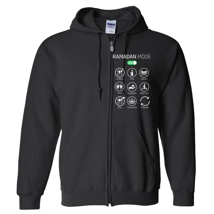 Ramadan Kareem Mubarak Islamic Ramadan Fasting Mode On Full Zip Hoodie