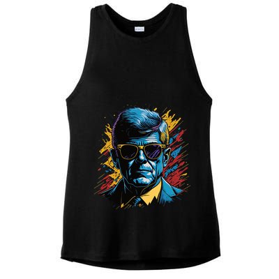 Retro Kennedy Pop 1961 1963 Ladies PosiCharge Tri-Blend Wicking Tank
