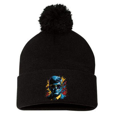 Retro Kennedy Pop 1961 1963 Pom Pom 12in Knit Beanie