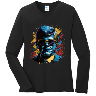 Retro Kennedy Pop 1961 1963 Ladies Long Sleeve Shirt