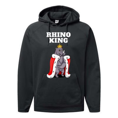 Rhino King Rhino Rhinoceros Performance Fleece Hoodie