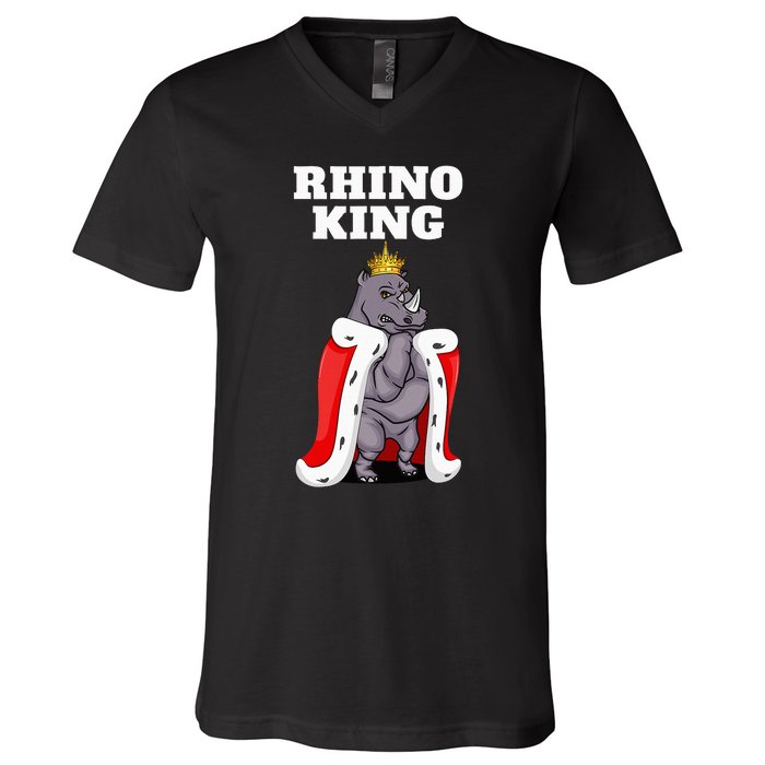 Rhino King Rhino Rhinoceros V-Neck T-Shirt