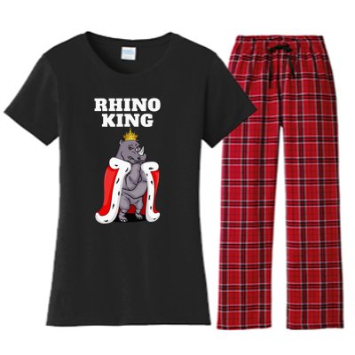 Rhino King Rhino Rhinoceros Women's Flannel Pajama Set