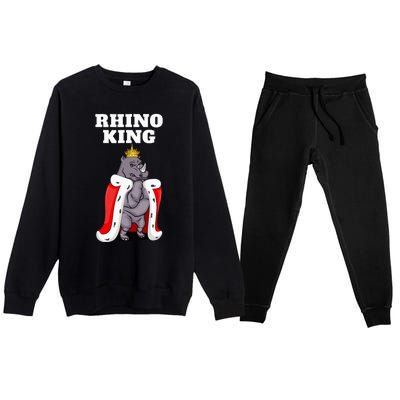 Rhino King Rhino Rhinoceros Premium Crewneck Sweatsuit Set