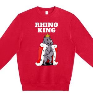 Rhino King Rhino Rhinoceros Premium Crewneck Sweatshirt