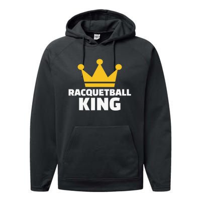 Racquetball King Racket Player Tennis Squash Performance Fleece Hoodie