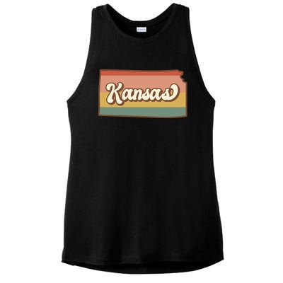 Retro Kansas Ladies PosiCharge Tri-Blend Wicking Tank