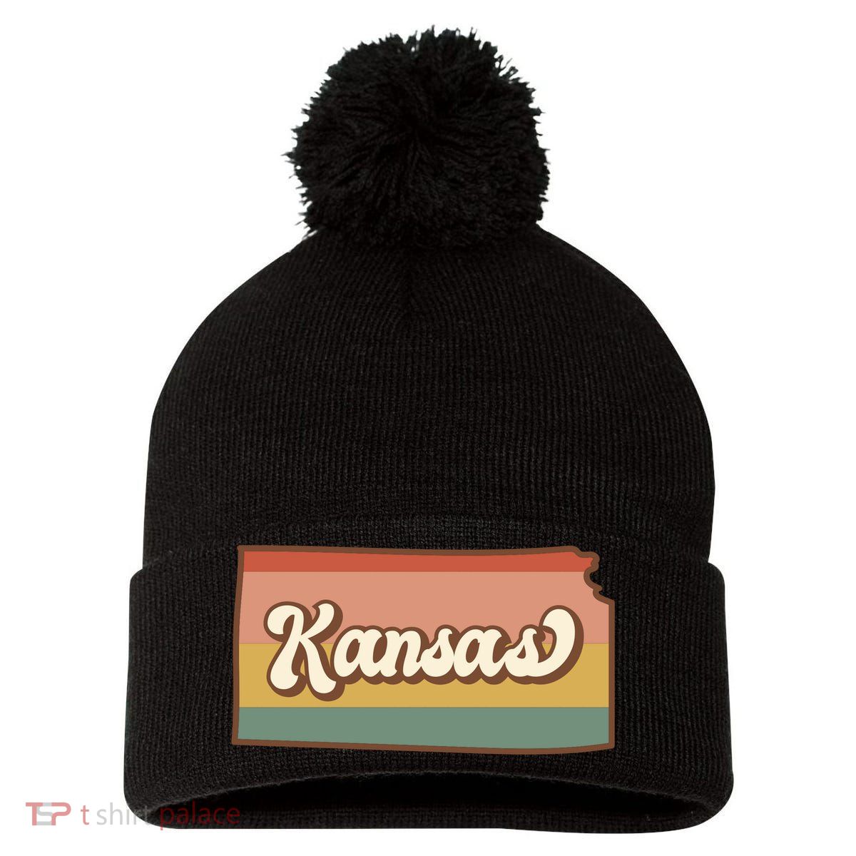 Retro Kansas Pom Pom 12in Knit Beanie