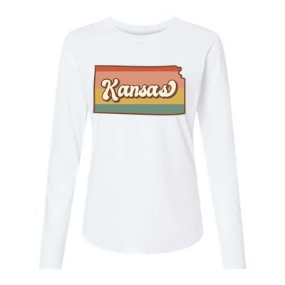 Retro Kansas Womens Cotton Relaxed Long Sleeve T-Shirt