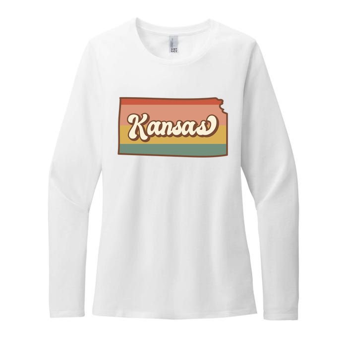 Retro Kansas Womens CVC Long Sleeve Shirt