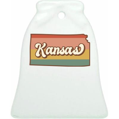 Retro Kansas Ceramic Bell Ornament