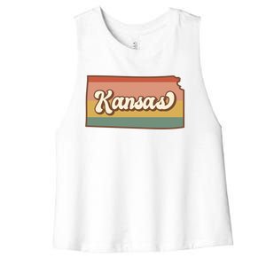 Retro Kansas Women's Racerback Cropped Tank