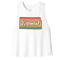 Retro Kansas Women's Racerback Cropped Tank