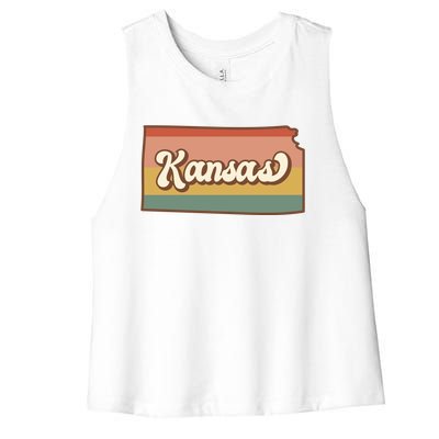 Retro Kansas Women's Racerback Cropped Tank