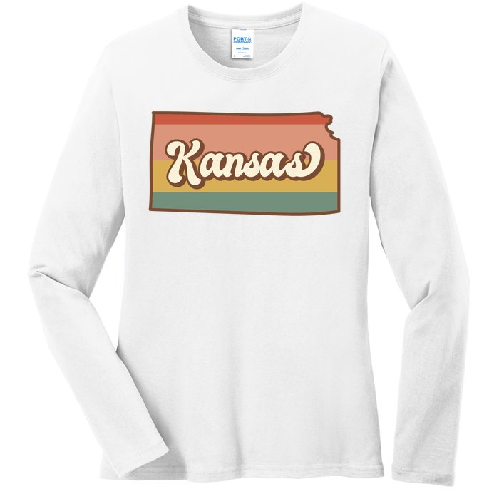 Retro Kansas Ladies Long Sleeve Shirt