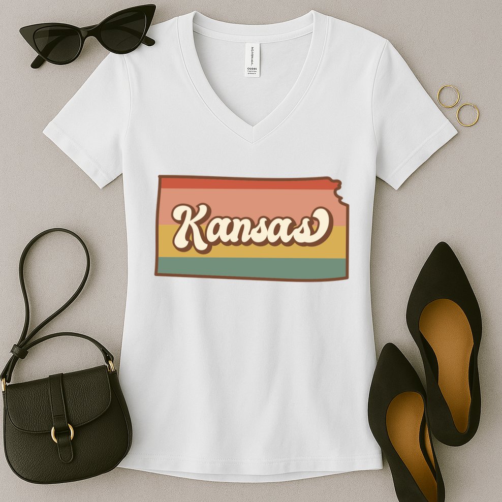 Retro Kansas Women's V-Neck T-Shirt