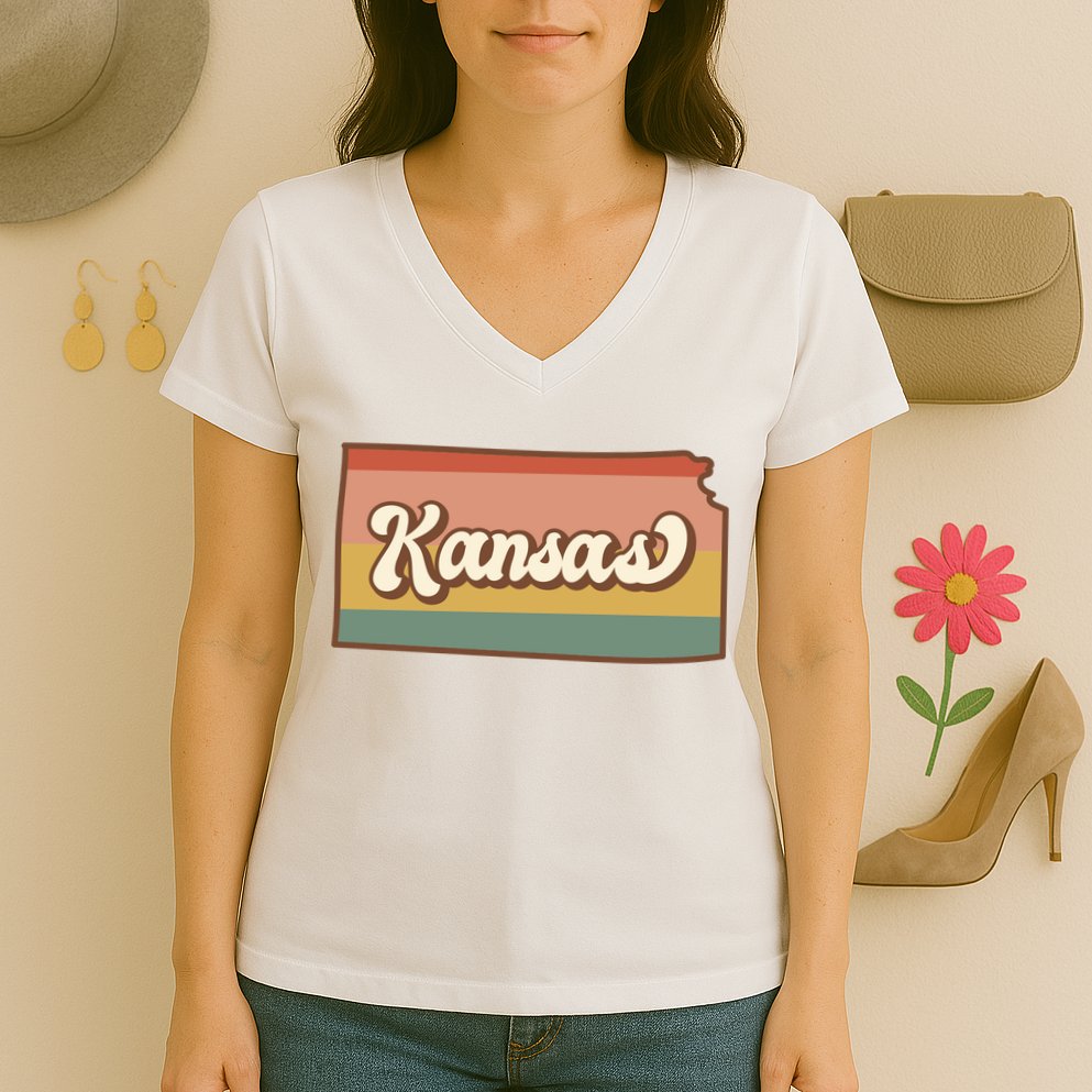 Retro Kansas Women's V-Neck T-Shirt